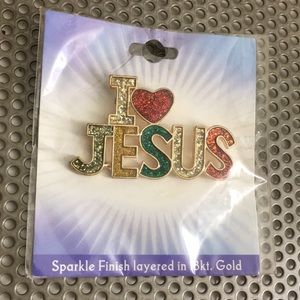 🖤NEW 18Kt gold with sparkle finish I ❤️ JESUS brooch